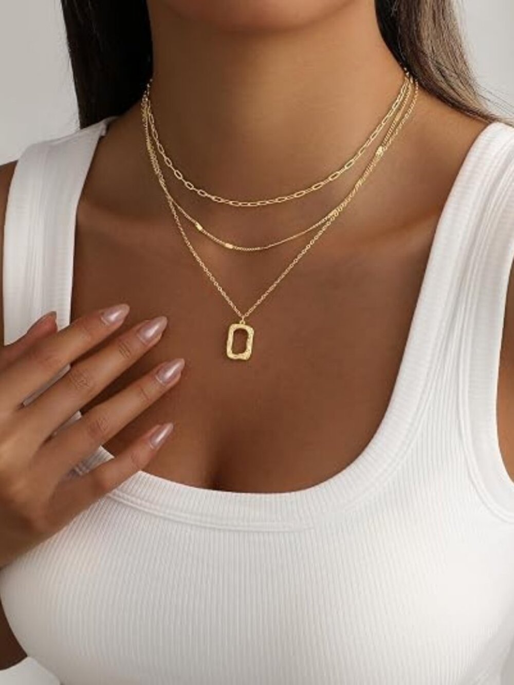 Layered Gold Necklace for Women, 14K Gold Plated Necklace Stack Set, Dainty Pend - Picture 4 of 5